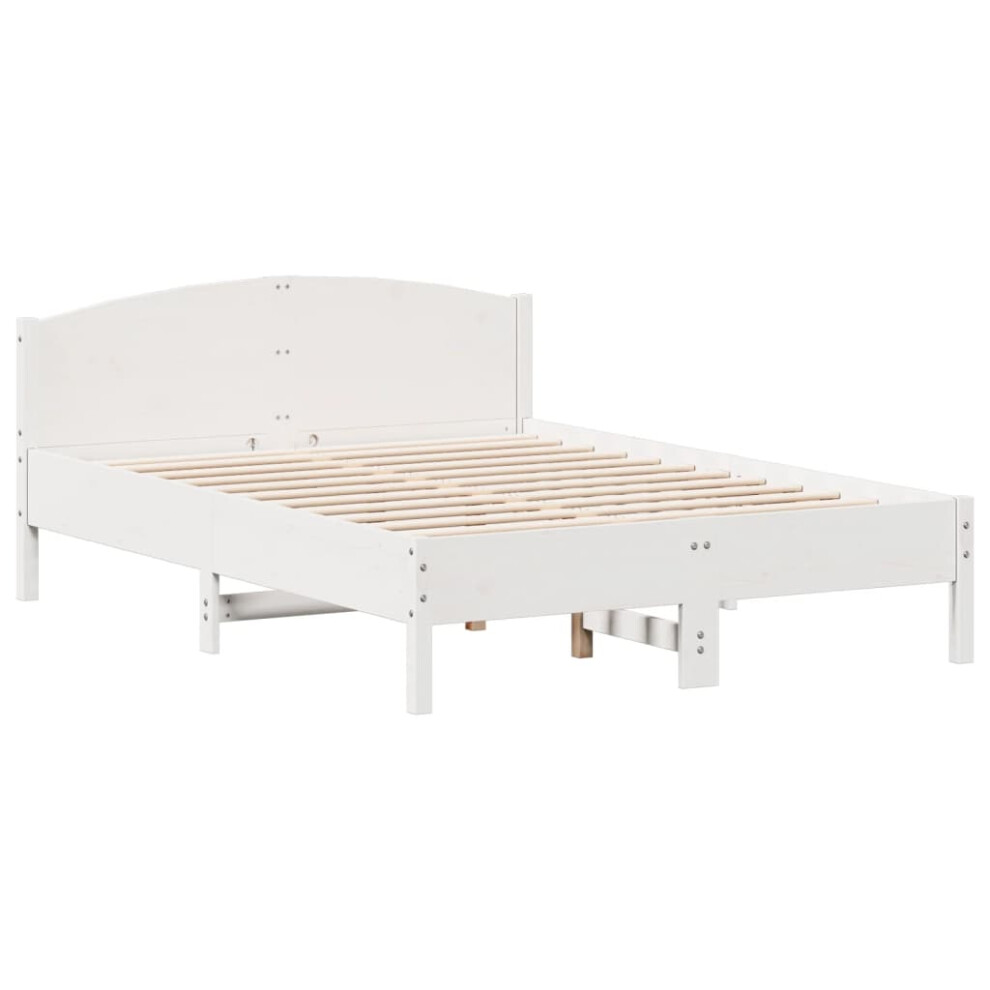 (white, 140 x 190 cm) vidaXL Bed Frame with Headboard Bed Base White 140x200 cm Solid Wood Pine