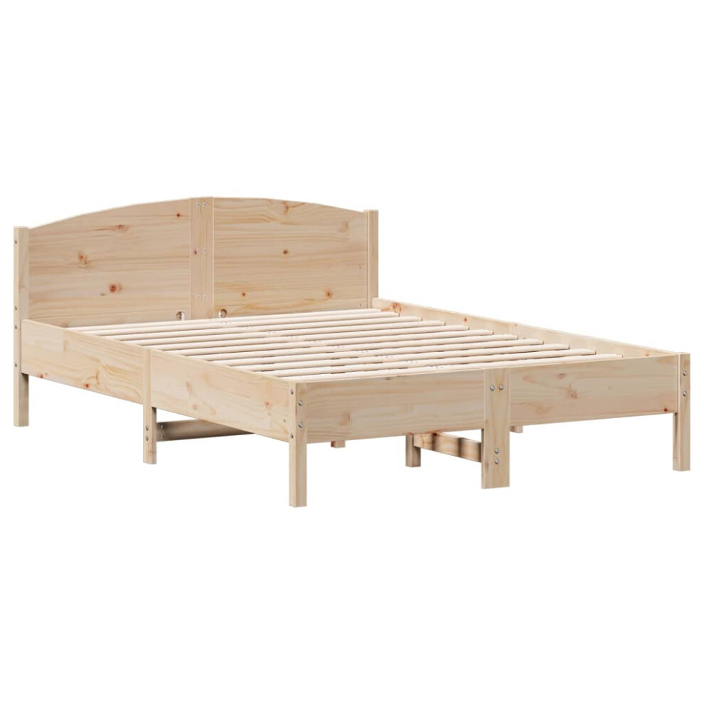 (natural, 140 x 190 cm) vidaXL Bed Frame with Headboard Bed Base White 140x200 cm Solid Wood Pine