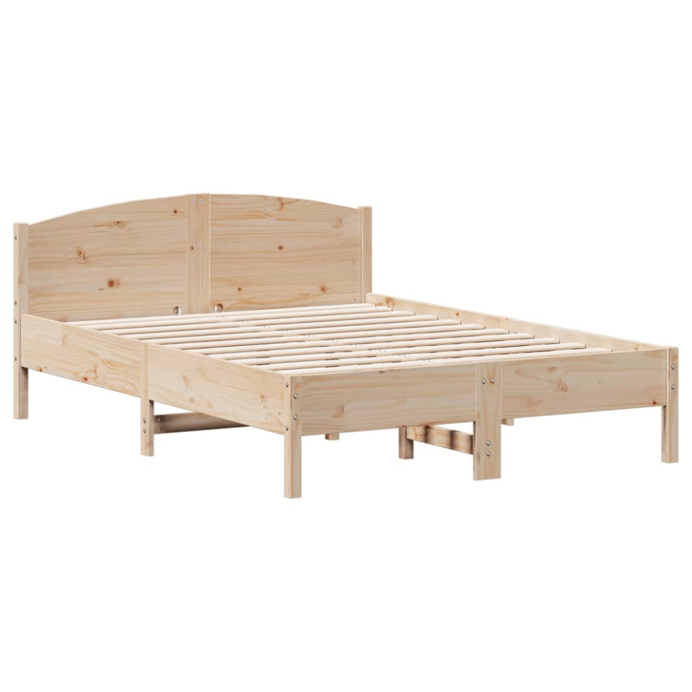 (natural, 120 x 190 cm) vidaXL Bed Frame with Headboard Bed Base White 140x200 cm Solid Wood Pine