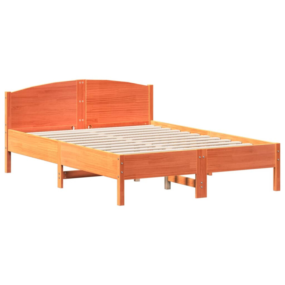 (brown, 135 x 190 cm) vidaXL Bed Frame with Headboard Bed Base White 140x200 cm Solid Wood Pine