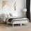 VidaXL (white, 120 x 190 cm) vidaXL Bed Frame with Headboard Bed Base White 140x200 cm Solid Wood Pine 3