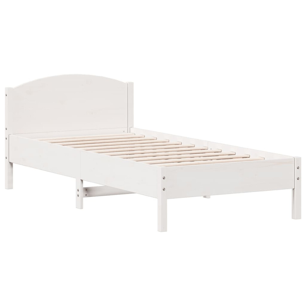 (white, 100 x 200 cm) vidaXL Bed Frame with Headboard Bed Base White 140x200 cm Solid Wood Pine