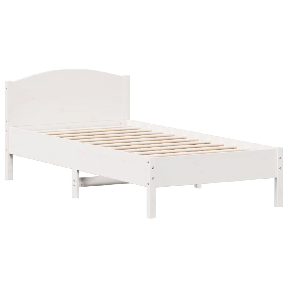 (white, 90 x 190 cm) vidaXL Bed Frame with Headboard Bed Base White 140x200 cm Solid Wood Pine