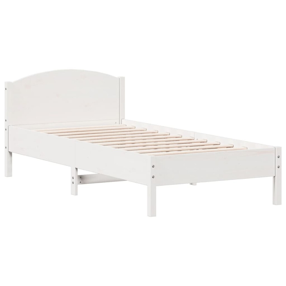 Vidaxl (, 90 X 200 Cm) Bed Frame With Headboard Bed Base 140X200 Cm Solid Wood Pine White