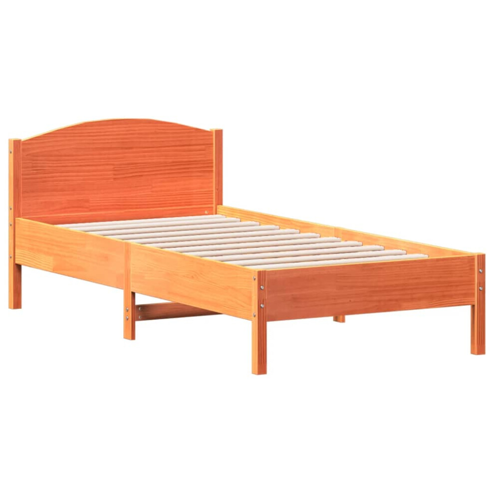 Vidaxl (Brown, 75 X 190 Cm) Bed Frame With Headboard Bed Base White 140X200 Cm Solid Wood Pine