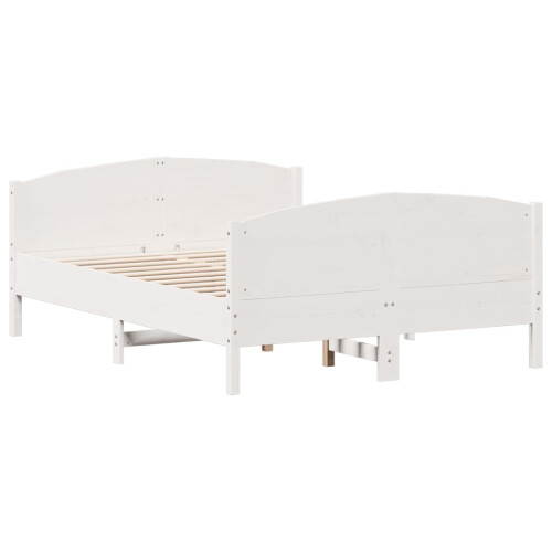 VidaXL (white, 150 x 200 cm) vidaXL Bed Frame with Headboard Bedroom Bed Base Bedstead Solid Wood Pine 1