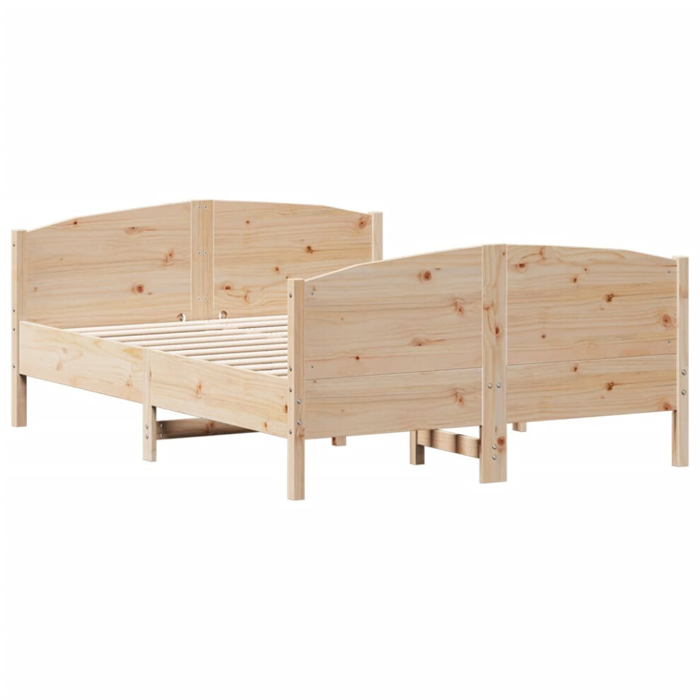 Vidaxl (Natural, 160 X 200 Cm) Bed Frame With Headboard Bedroom Bed Base Bedstead Solid Wood Pine
