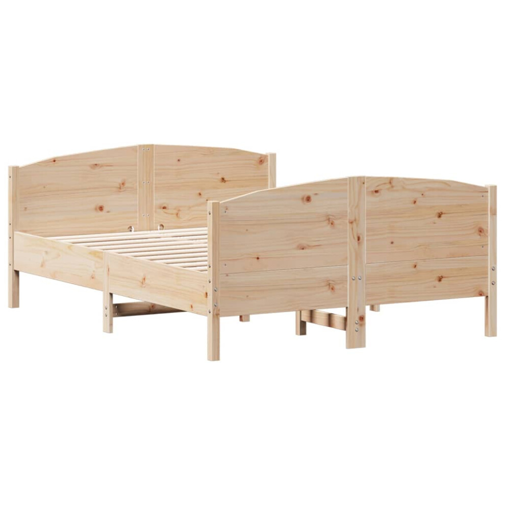 Vidaxl (Natural, 140 X 200 Cm) Bed Frame With Headboard Bedroom Bed Base Bedstead Solid Wood Pine