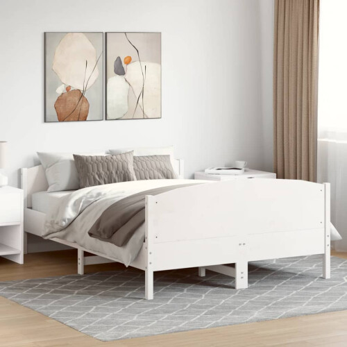 VidaXL (white, 120 x 190 cm) vidaXL Bed Frame with Headboard Bedroom Bed Base Bedstead Solid Wood Pine 2