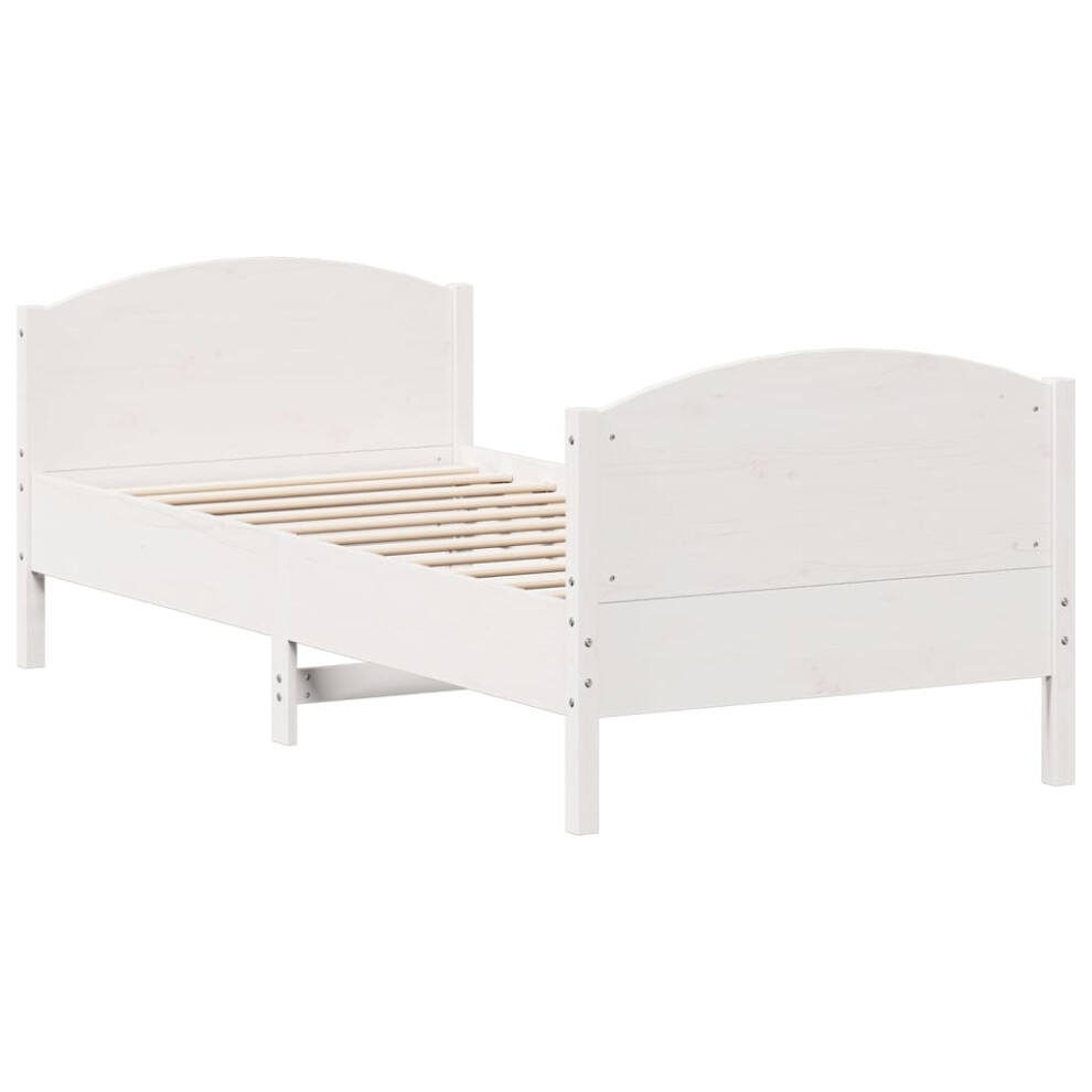 (white, 75 x 190 cm) vidaXL Bed Frame with Headboard Bedroom Bed Base Bedstead Solid Wood Pine