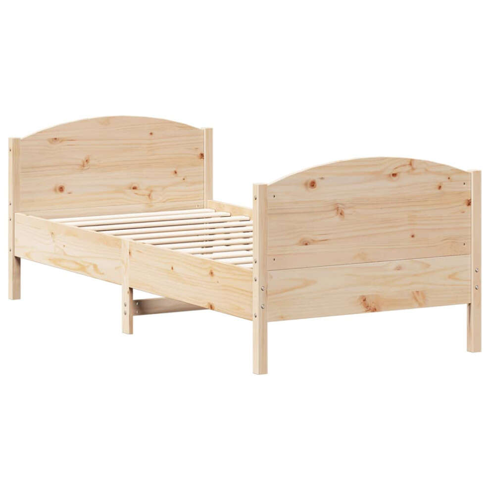 Vidaxl (Natural, 75 X 190 Cm) Bed Frame With Headboard Bedroom Bed Base Bedstead Solid Wood Pine