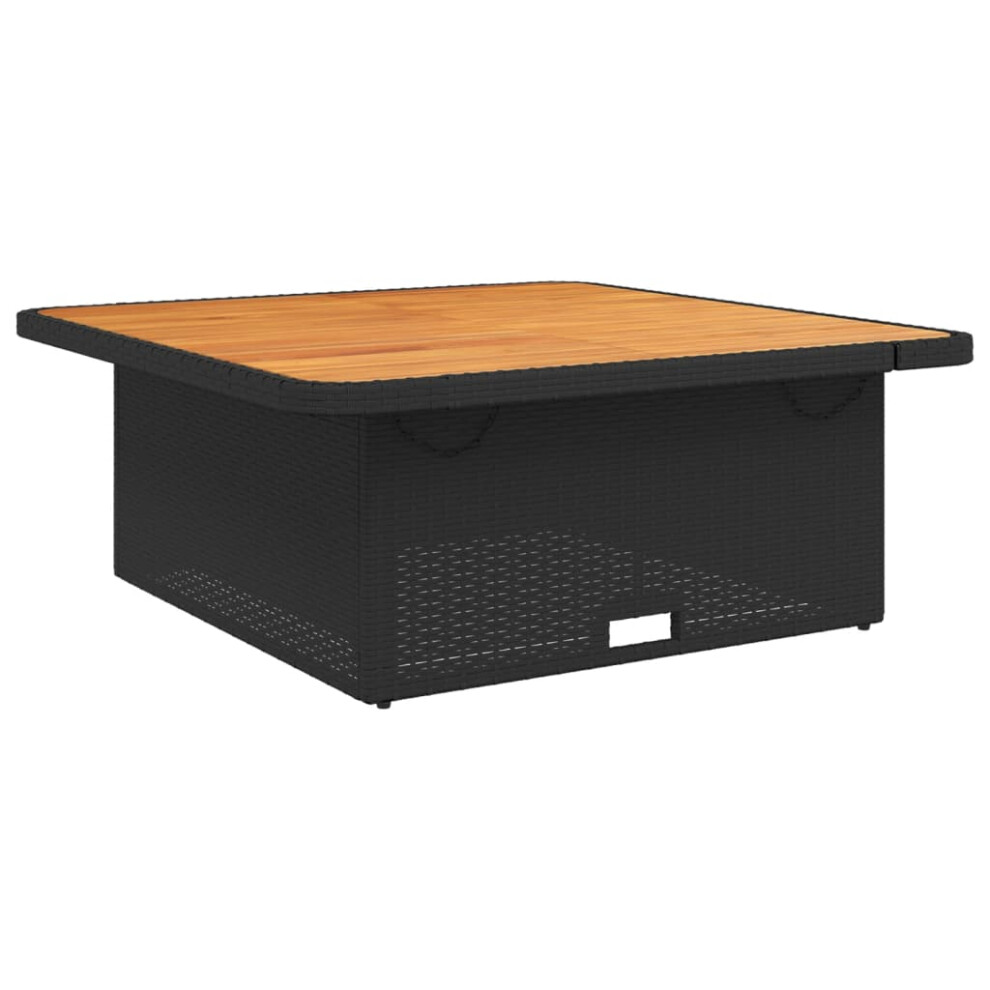 Vidaxl (Black, 110 X 110 X 71 Cm) Garden Table Outdoor Table Dining Table Poly Rattan And Acacia Wood