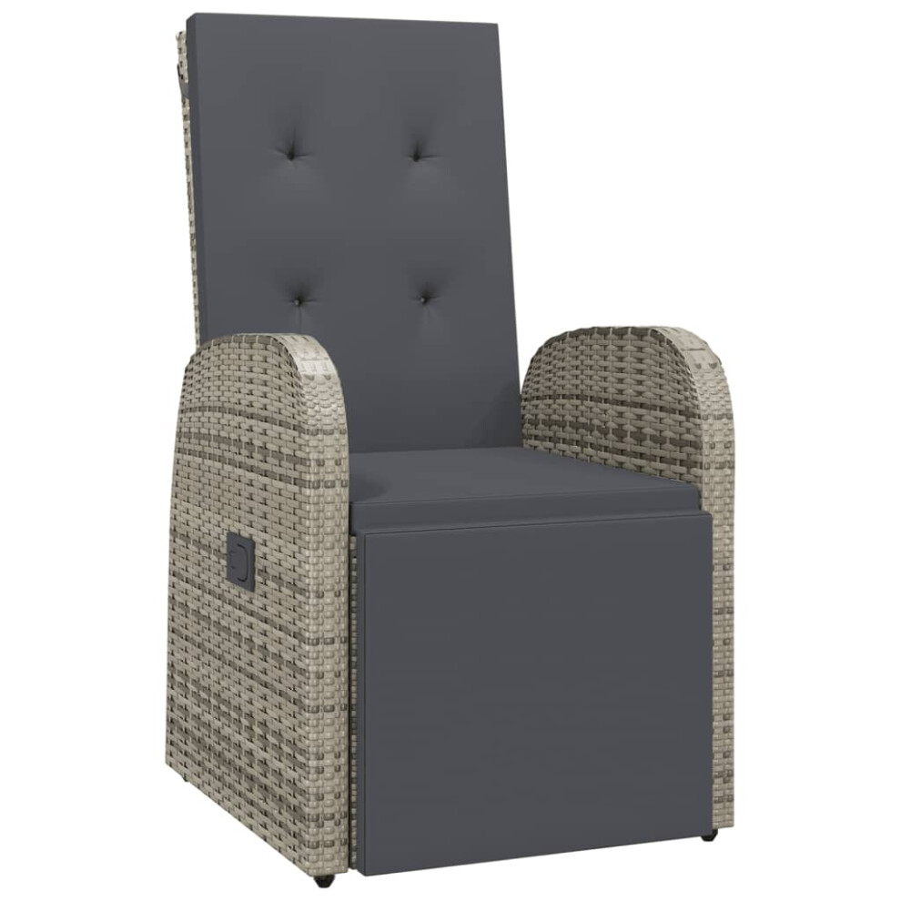 Vidaxl Reclining Garden Chair With Cushions Recliner Chair Poly Rattan Grey