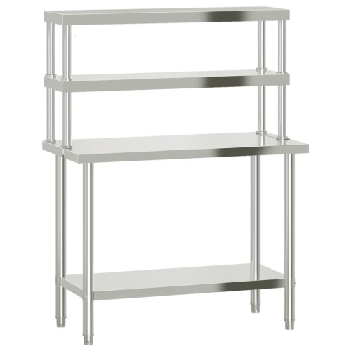 VidaXL vidaXL Kitchen Work Table with Overshelf Prep Catering Table Stainless Steel