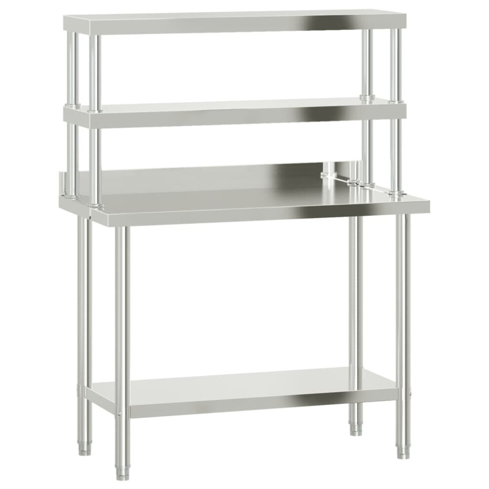 Vidaxl Kitchen Work Table With Overshelf Prep Catering Table Stainless Steel