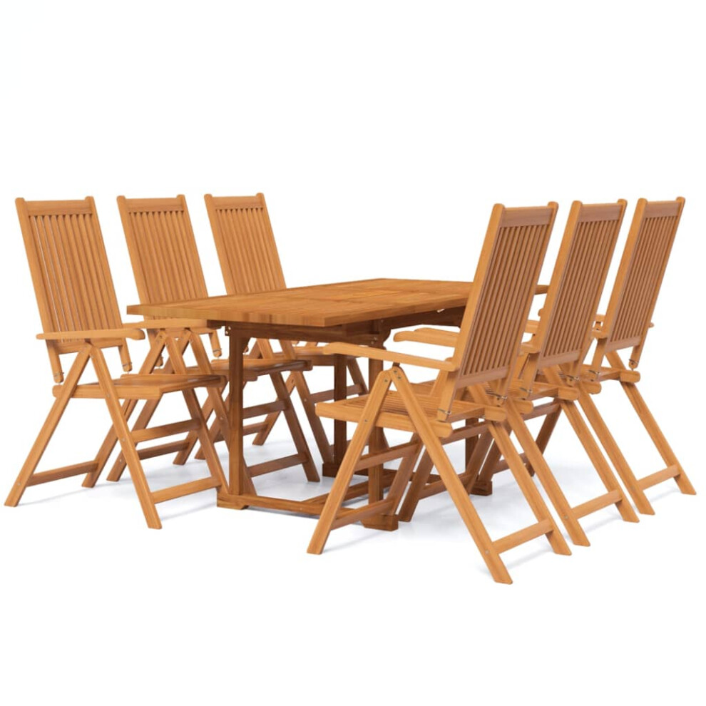 vidaXL Solid Wood Acacia Garden Dining Set 7 Piece Dinner Table and Chair