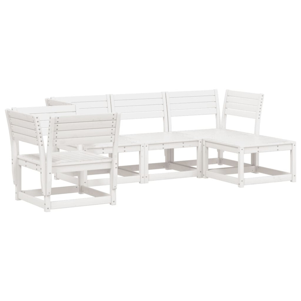 (white) vidaXL Garden Lounge Set 5 Piece Outdoor Lounge Set Sofa Set Solid Wood Pine