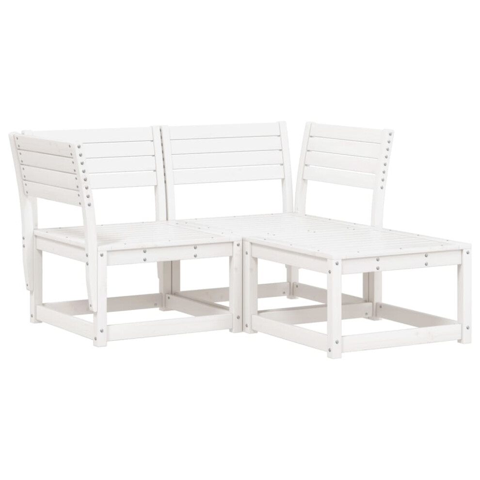 vidaXL Garden Sofa Set 3 Piece Outdoor Sofa Corner Sofa White Solid Wood Pine