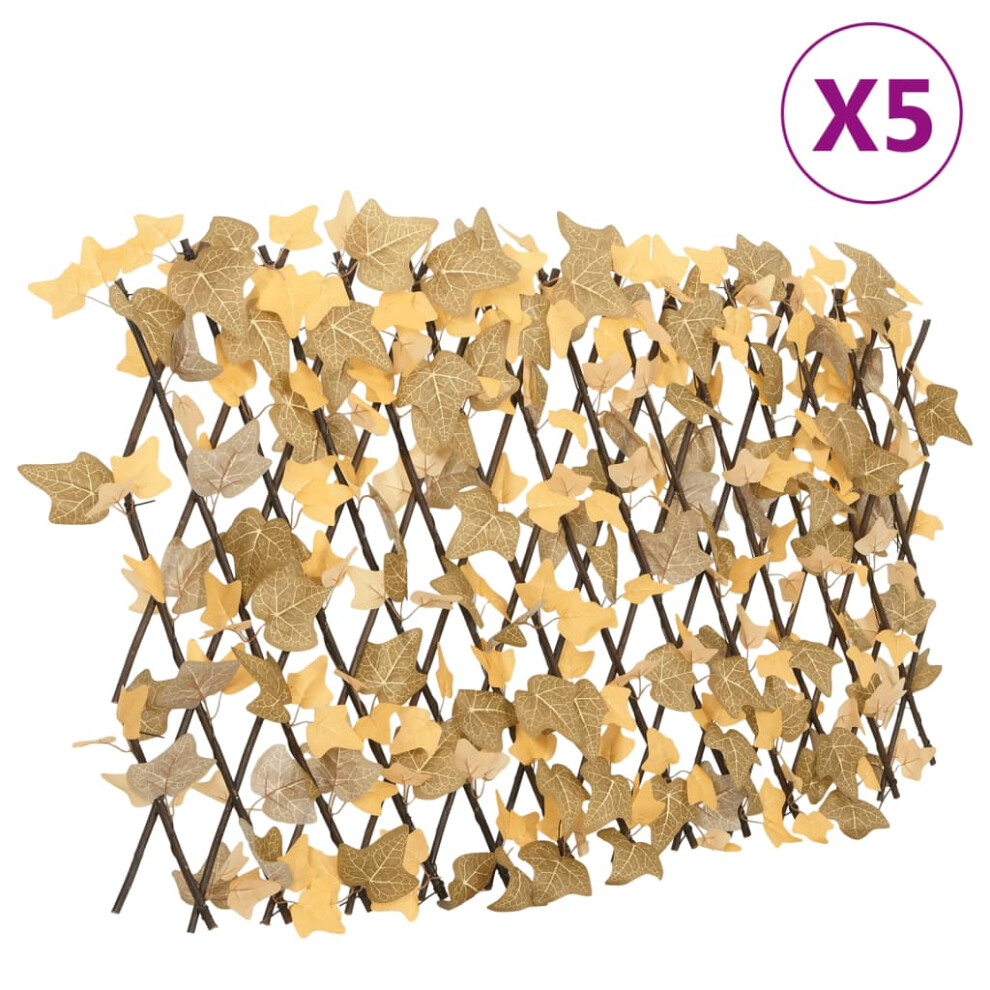 vidaXL Artificial Maple Leaf Trellis Expandable Screen Orange 5 pcs 180x60 cm