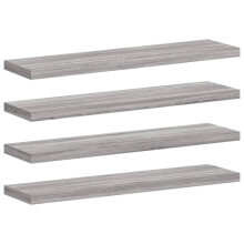 vidaXL Grey Sonoma 4-Piece Floating Wall Shelves - Engineered Wood Wall Rack, 15 kg per shelf, 40 10 cm each