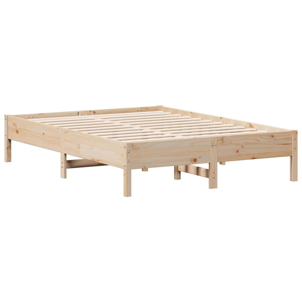 vidaXL Bed Frame Home Bed Base Mattress Foundation 140x190 cm Solid Wood Pine