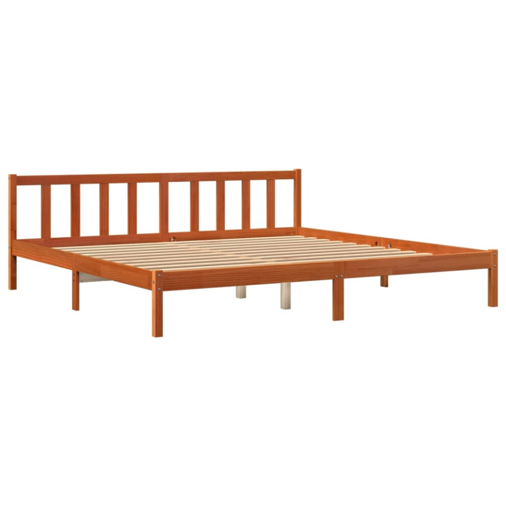 vidaXL Bed Frame Bed Base Wax Brown 180x200 cm Super King Solid Wood Pine