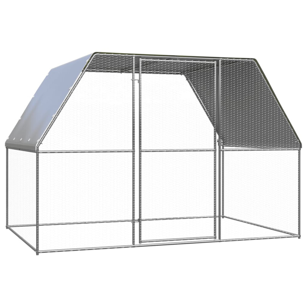 vidaXL Chicken Cage Farm Walk in Chicken Coop Silver and Grey Galvanised Steel