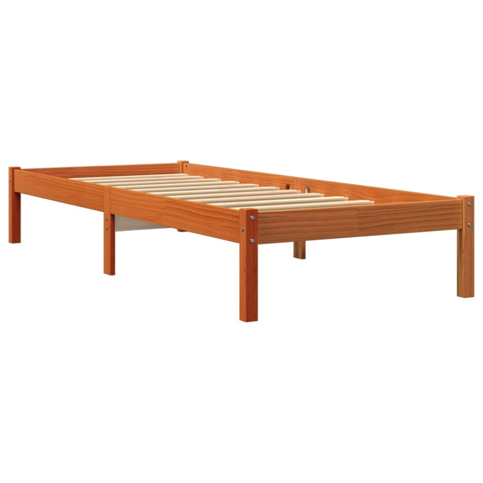 vidaXL Bed Frame Bed Base Wax Brown 75x190 cm Small Single Solid Wood Pine