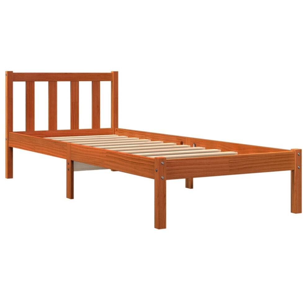 vidaXL Bed Frame Home Bedstead Bed Base Wax Brown 90x200 cm Solid Wood Pine