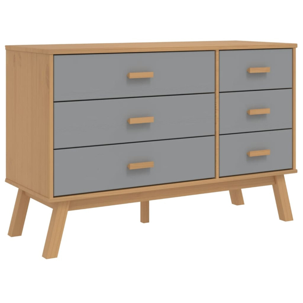 vidaXL Drawer Cabinet Drawer Chest File Cabinet Grey and Brown Solid Wood Pine