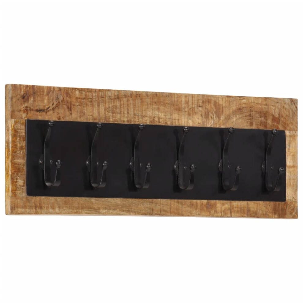 vidaXL Wall-mounted Coat Rack with 6 Hooks Wall Coat Hook Solid Wood Mango