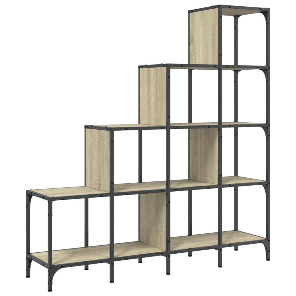 vidaXL Bookcase Bookshelf Side Cabinet Sonoma Oak Engineered Wood and Metal