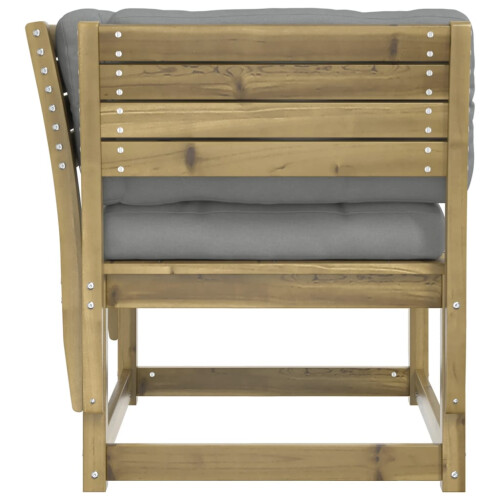 VidaXL vidaXL Garden Sofa Armrest with Cushions Couch Solid Impregnated Wood Pine 1