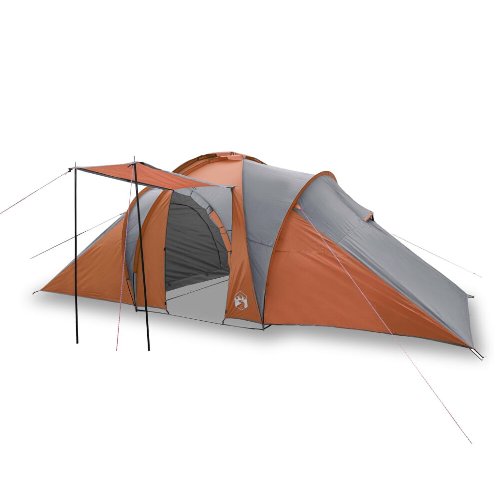 vidaXL Camping Tent 6 Persons Lightweight Tent Grey and Orange 185T Taffeta