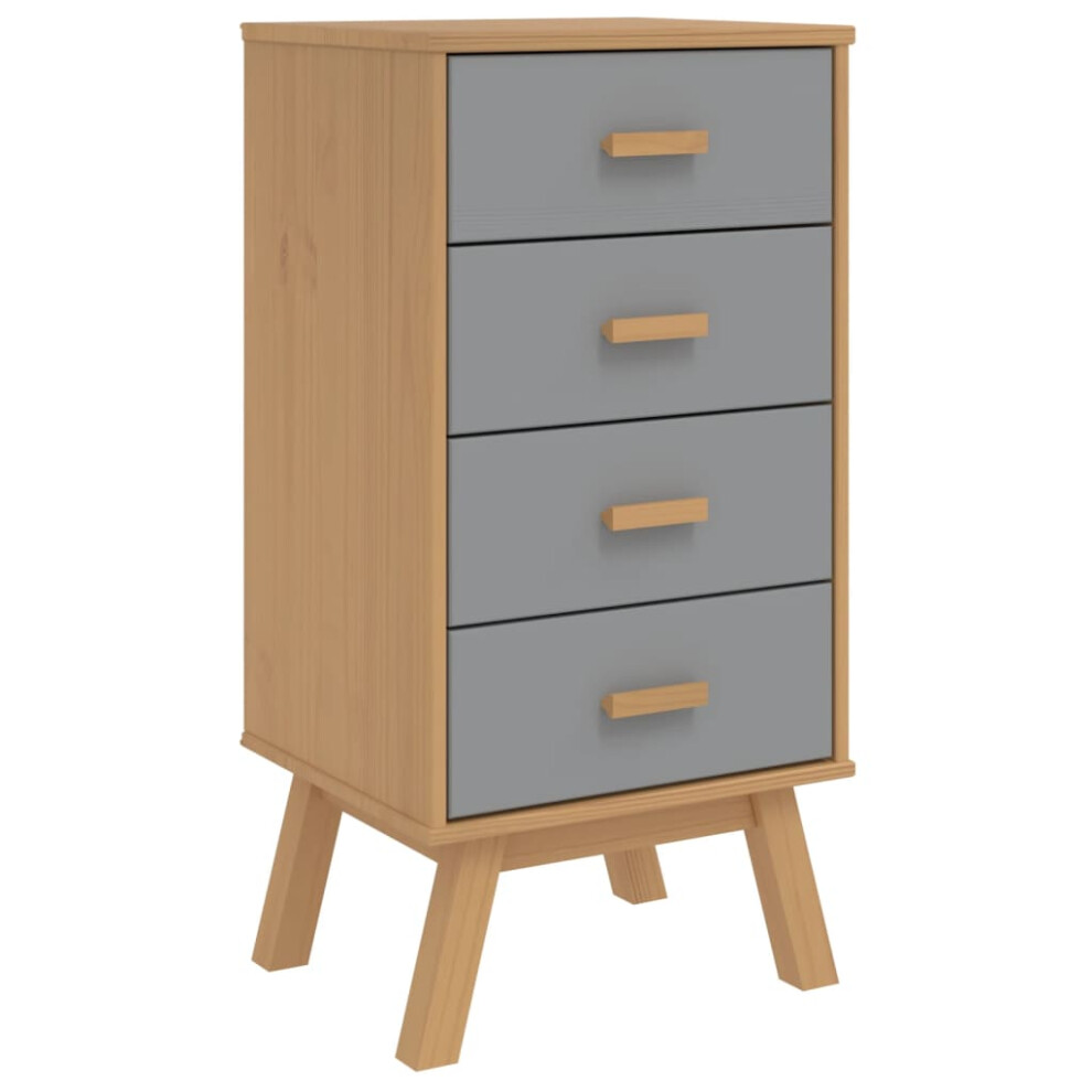 vidaXL Bedside Cabinet Nightstand Bed Table Grey and Brown Solid Wood Pine