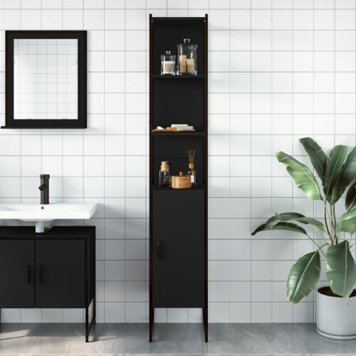 VidaXL vidaXL Bathroom Cabinet Vanity Unit Storage Cupboard Black Engineered Wood 2