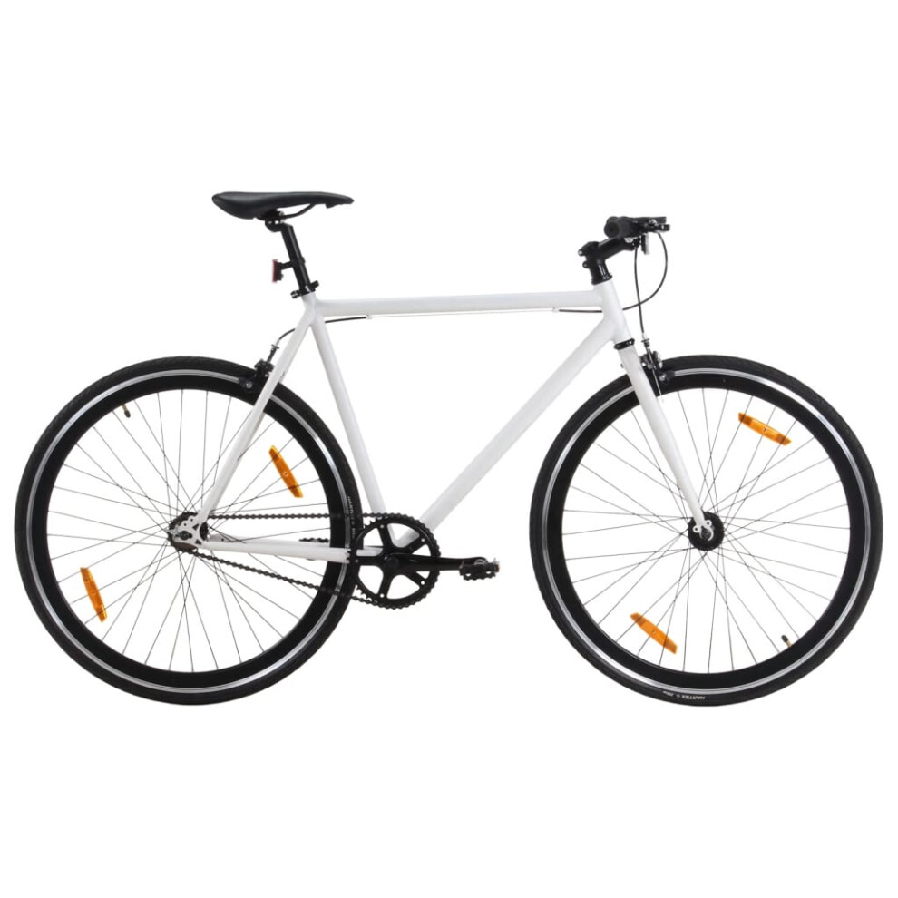 vidaXL Fixed Gear Bike Single Speed Bicycle Fixie Bike White and Black 700c