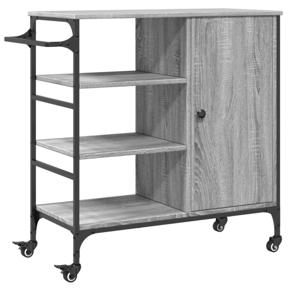 Vidaxl Kitchen Trolley Rolling Cart Storage Cart Grey Sonoma Engineered Wood