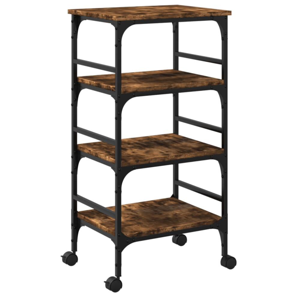 vidaXL Kitchen Trolley Rolling Cart Storage Cart Smoked Oak Engineered Wood