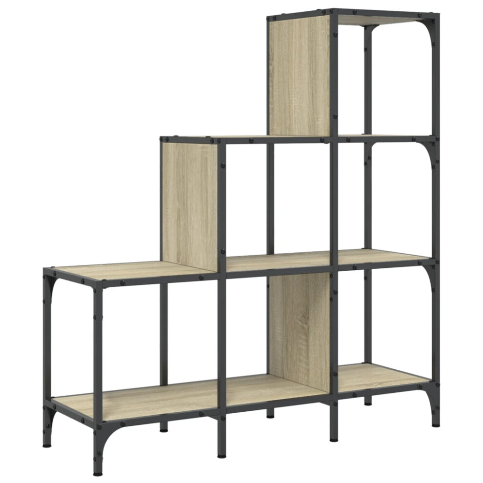 Vidaxl Bookcase Bookshelf Side Cabinet Sonoma Oak Engineered Wood And Metal