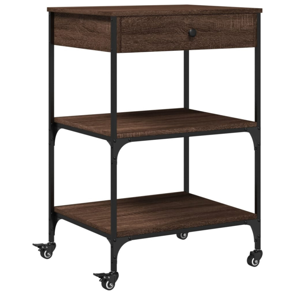 Vidaxl Kitchen Trolley Rolling Cart Storage Cart Brown Oak Engineered Wood