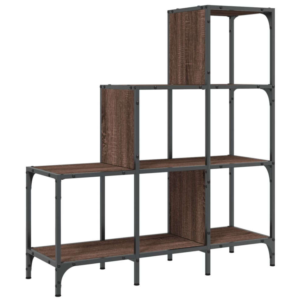 vidaXL Bookcase Bookshelf Side Cabinet Brown Oak Engineered Wood and Metal