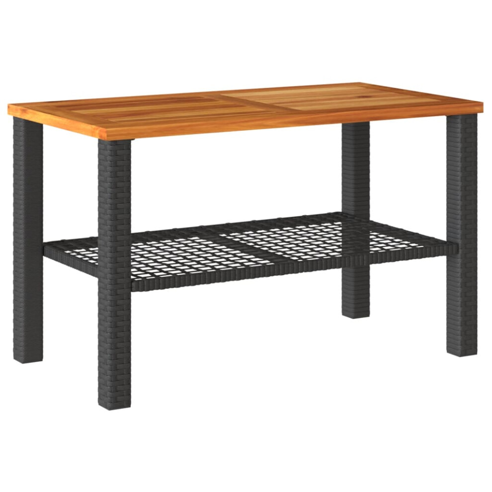 Vidaxl Garden Table Outdoor Table Dining Table Black Poly Rattan Acacia Wood