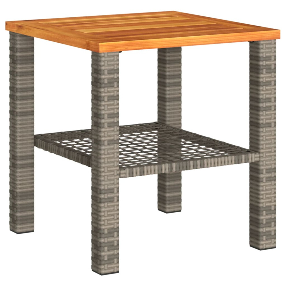 vidaXL Garden Table Outdoor Table Dining Table Grey Poly Rattan Acacia Wood