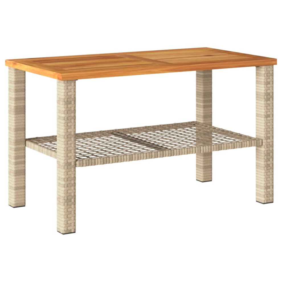Vidaxl Garden Table Outdoor Table Dining Table Beige Poly Rattan Acacia Wood