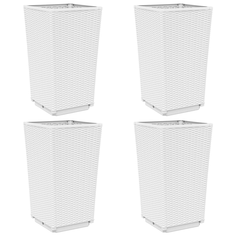 vidaXL Garden Planters Outdoor Flower Pot Herb Planter Pot Box 4 pcs White PP