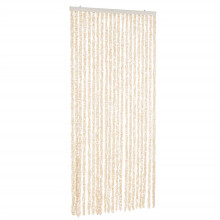 vidaXL Fly Curtain Door Curtain Fly Screen Beige and White 100x220 cm Chenille
