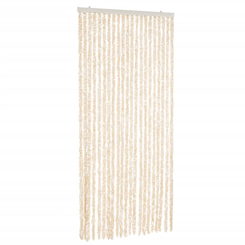 vidaXL Fly Curtain Door Curtain Fly Screen Beige and White 100x220 cm Chenille