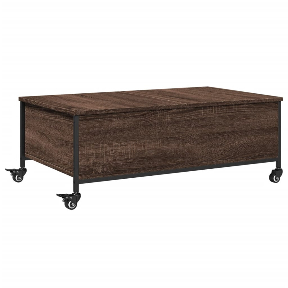 vidaXL Coffee Table withÃÂ Wheels Hall Side Table Brown Oak EngineeredÃÂ Wood