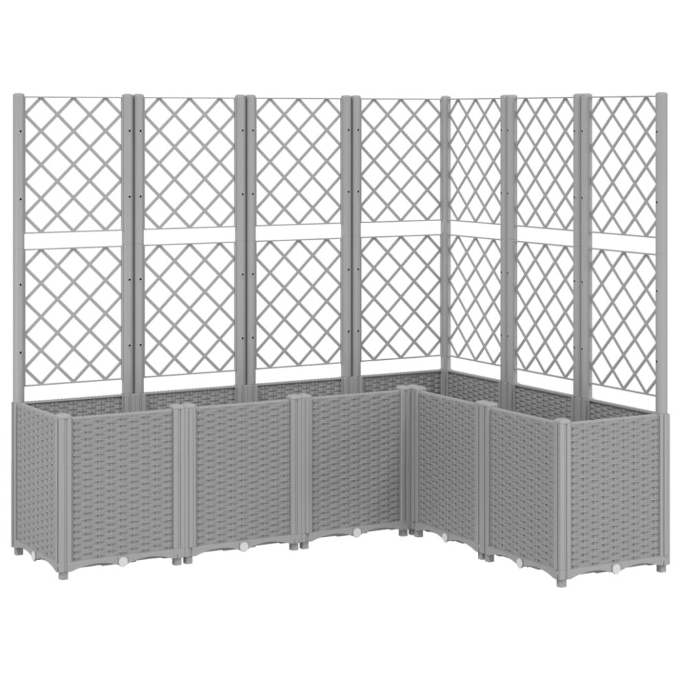 Vidaxl Garden Planter With Trellis Patio Flower Pot Planter Box Light Grey Pp